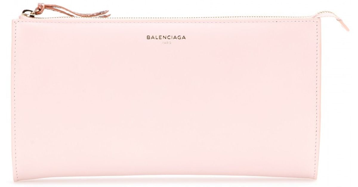 Balenciaga Padlock Nude Pouch Leather And Snakeskin Clutch In Pink Lyst