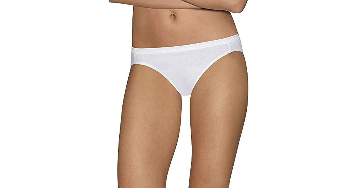 Lyst Hanes Comfort Cotton Bikini Panties Pack White In White