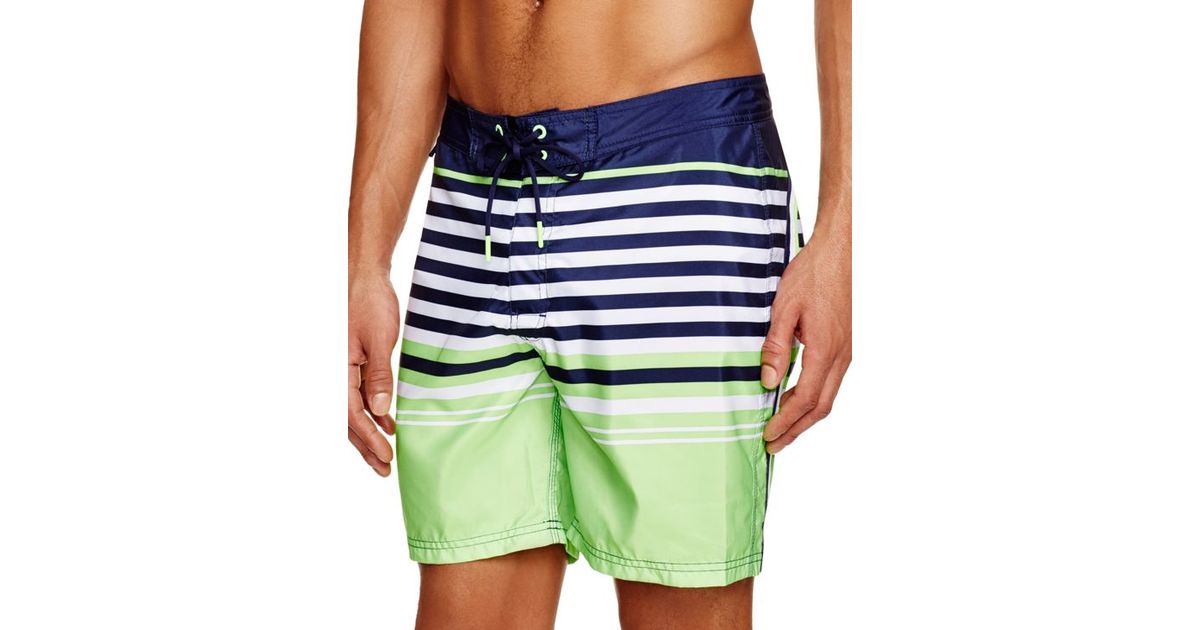 Sundek Horizontal Stripe Swim Trunks In White For Men Lyst