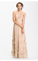 js collections floral appliqué gown