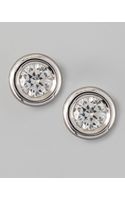 roberto coin diamond gold 18k earring disc drop solitaire stud lyst earrings silver