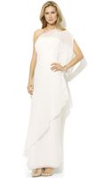 ralph lauren sleeveless portrait collar draped gown