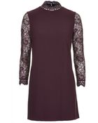 Topshop High Neck Lace Shift Dress - Lyst