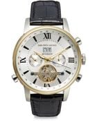 Saks Fifth Avenue Automatic Stainless Steel & Leather Strap Watch - Lyst