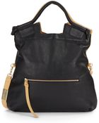 Foley + Corinna Leather Mid-City Foldover Tote/Black - Lyst