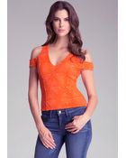 Bebe Cold Shoulder Top - Lyst