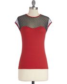ModCloth The Answer Is Sheer Top in Red and Black - Lyst