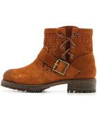 Jeffrey Campbell Perforated Suede Lug Sole Booties - Tan - Lyst