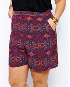Asos Curve Exclusive Tailored Short In Festival Print - Lyst