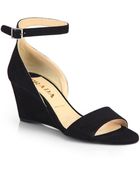 Prada Suede Wedge Sandals - Lyst