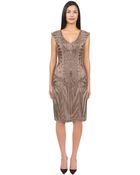 Sue Wong Cap Sleeve Embroidered Dress - Lyst