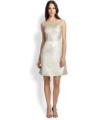 Kay Unger Lace-Bodice Jacquard Dress - Lyst