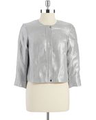 Vince Camuto Petite Metallic Crop Jacket - Lyst