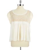 Free People Crocheted Yoke Blouse - Lyst