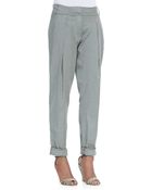 Donna Karan New York Cuffed Linen-blend Pants - Lyst