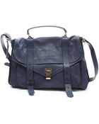 Proenza Schouler Dark Blue Leather 'X-Large Ps1' Satchel Bag - Lyst