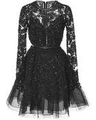 Elie Saab Embroidered Tulle Short Dress - Lyst