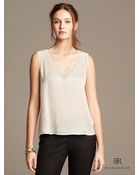 Banana Republic Br Monogram Silk Sheer Inset Shell - Lyst