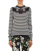 Dolce & Gabbana Lace Appliqué-Stripe Sweater - Lyst