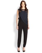 Elie Tahari Jersey & Silk Kristina Jumpsuit - Lyst