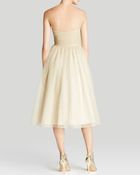 Aidan Mattox Dress - Strapless Metallic Tulle Tea Length - Lyst