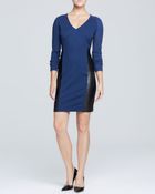 DKNY Mixed Media V Neck Dress - Lyst