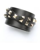 Valentino Black Leather 'Rockstud' Wrap Cuff - Lyst