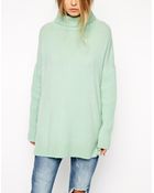 Asos Premium Wool Sweater With Chunky Rib Trims And Roll Neck - Lyst