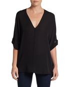 Vince Double V-Neck Silk Caftan Shirt - Lyst