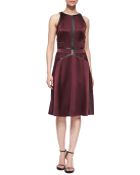 J. Mendel Sleeveless Flared Dress With Leather Trim - Lyst