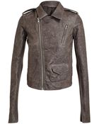 Rick Owens Washed Leather Biker Jacket - Lyst