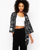 Monki Scribble Print Kimono - Lyst