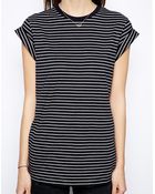 Asos Boyfriend T-Shirt With Roll Sleeve In Stripe - Lyst