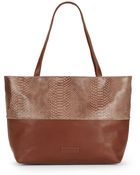 Saks Fifth Avenue Two-Textured Faux Leather Tote - Lyst
