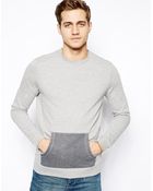 Asos Sweatshirt With Contrast Kangaroo Pocket - Lyst