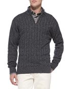 Peter Millar Cashmere Cable-Knit Half-Zip Sweater - Lyst