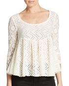 Free People Gracie Brushed Lace Peplum Top - Lyst