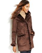 Jones New York Faux-Fur-Trim Toggle Walker Coat - Lyst