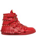 Giuseppe Zanotti 30Mm Fringed Leather High Top Sneakers - Lyst