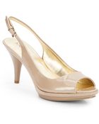 Nine West Sharina Patent Peep-Toe Slingbacks - Lyst