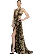 Roberto Cavalli Leopard Silk Chiffon Dress - Lyst