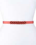 Oscar de la Renta Thin Stone-Grid Silk Faille Belt - Lyst