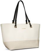 Calvin Klein Scarlett Stud Detail Saffiano Leather Shopper Tote - Lyst