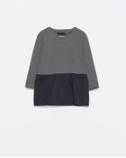 Zara Mixed Fabric T-Shirt With Pockets - Lyst