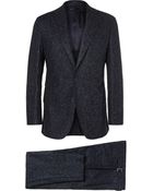 Thom Sweeney Navy Slim-Fit Slubbed Wool Three-Piece Suit - Lyst