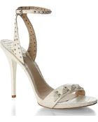 Brian Atwood Ivory Studded Snake Sandals - Lyst