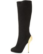 Giuseppe Zanotti Suede Metallic-Heel Knee Boot - Lyst