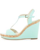 Dee Keller Deanne Patent & Cork T-Strap Wedge Sandal - Lyst