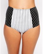 Asos Pinstripe High Waist Bikini Pant - Lyst