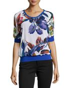 Alberto Makali Floral Scoop-Neck Blouse - Lyst